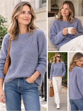 John + Jenn Lilac Fuzzy Crewneck Sweater